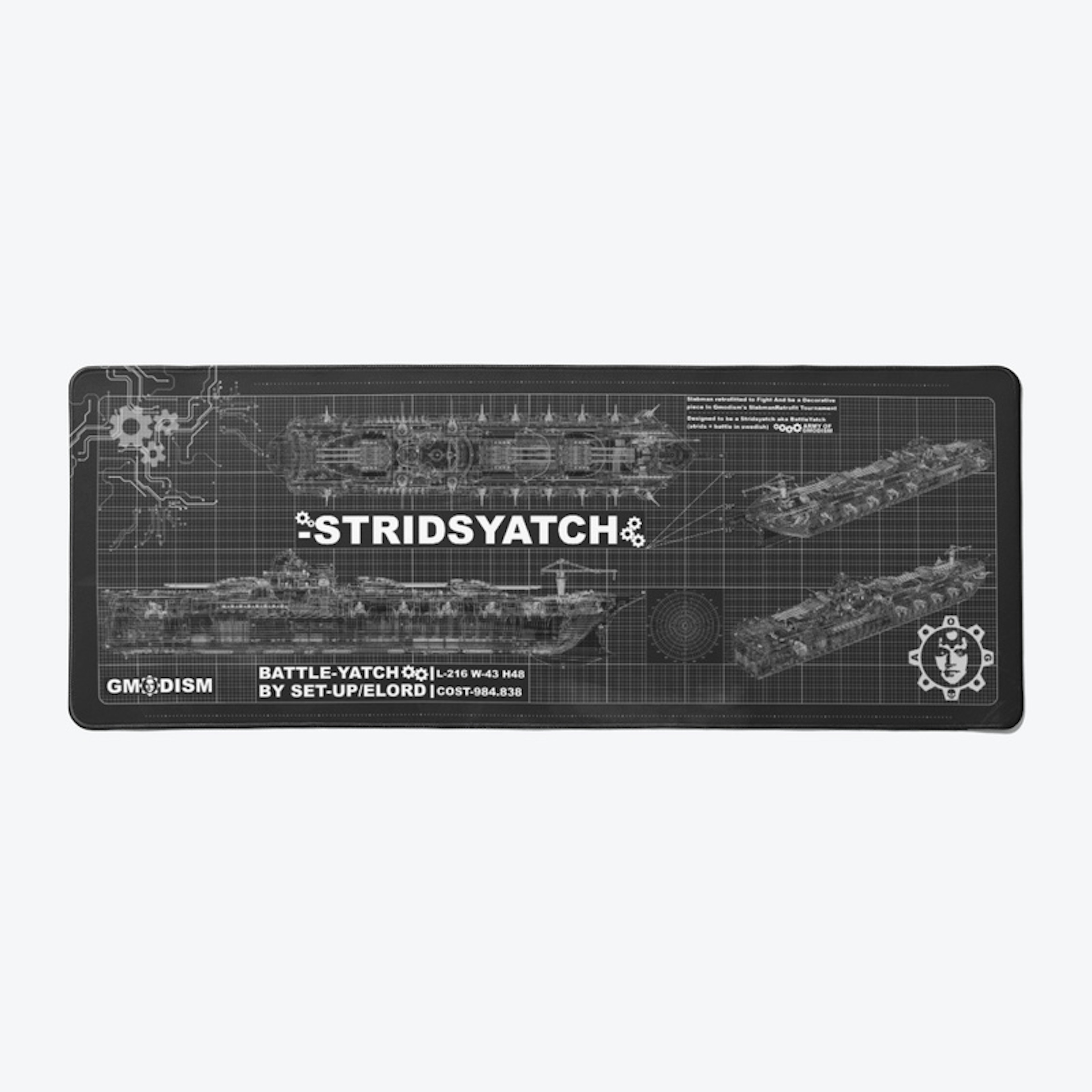 StridsYatch Black Blueprint Deskmat